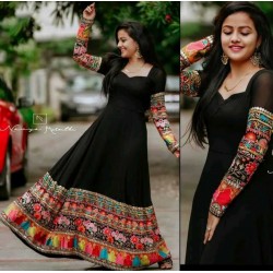 Stunning Black Color South Indian Fashion Style Party wear Full Stitched Gown